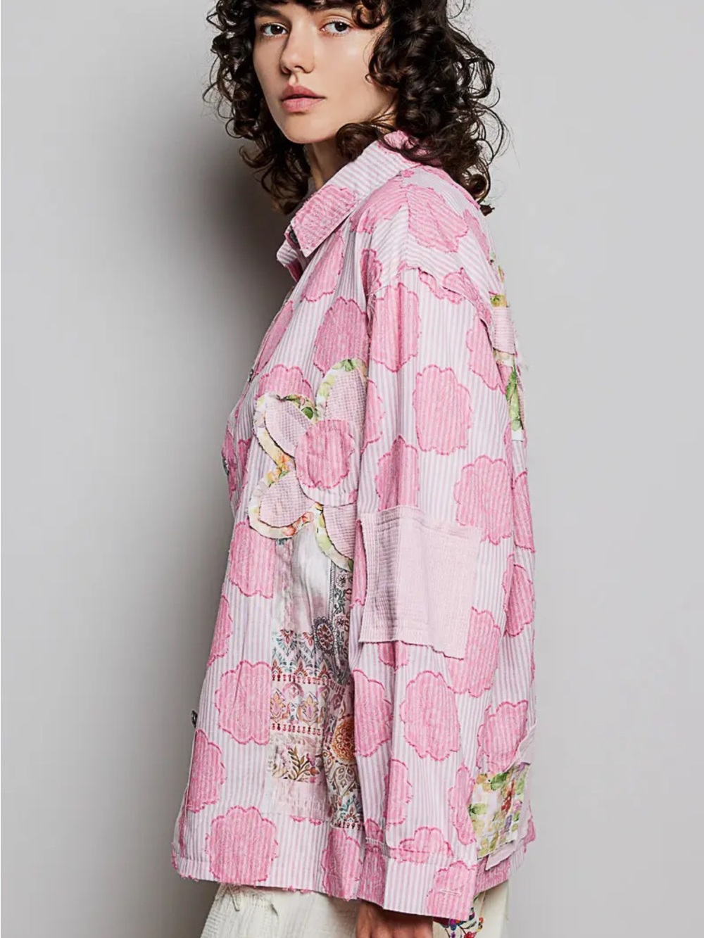 POL Pink Floral Patchwork Shirt/Jacket - Picture 3 of 5